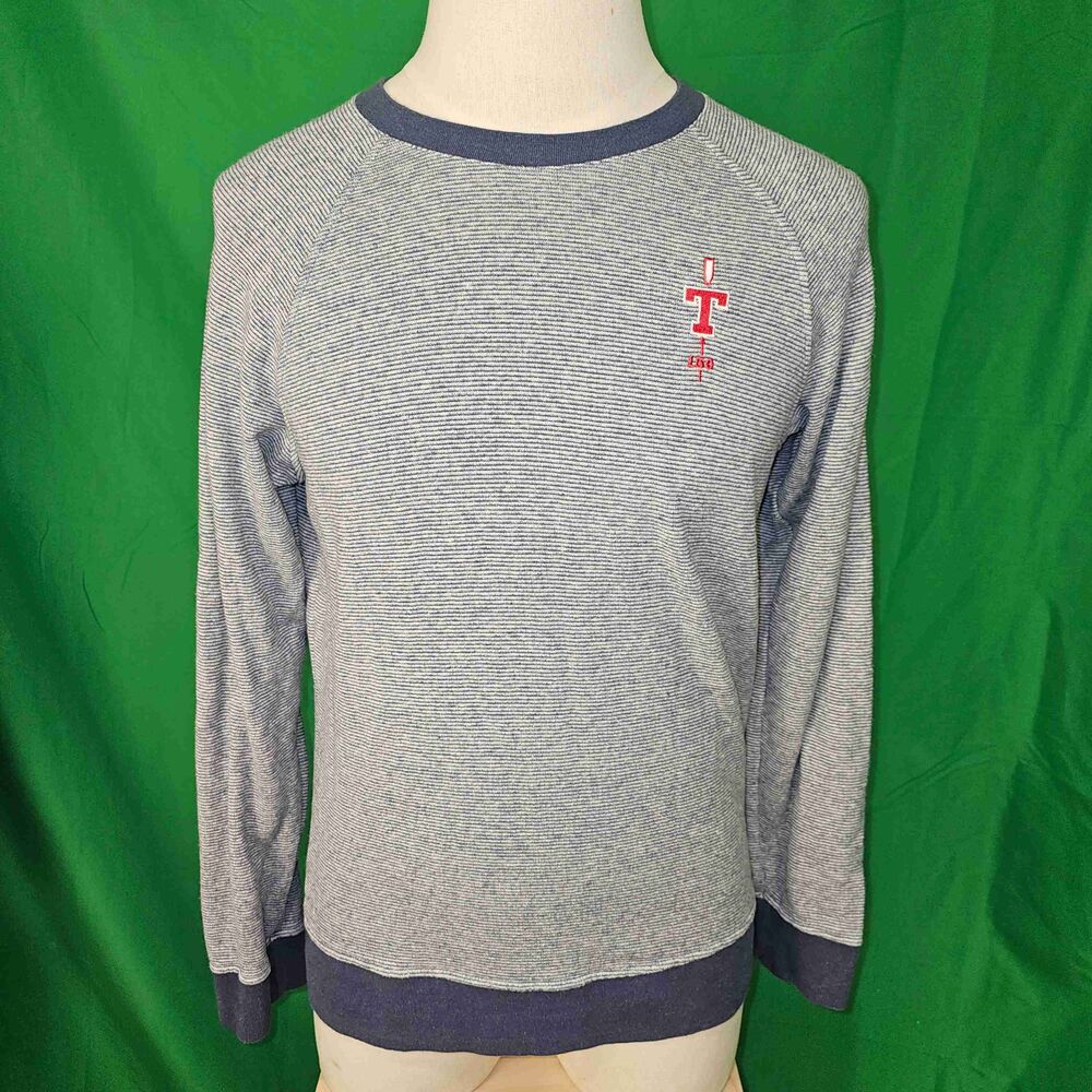 Patagonia Mens Gray Blue Stripe Trail Harbor Crewneck Sweater Medium Embroidered